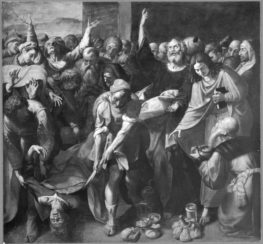 La morte di Anania - Museum Glasgow Art Gallery, attribuito
